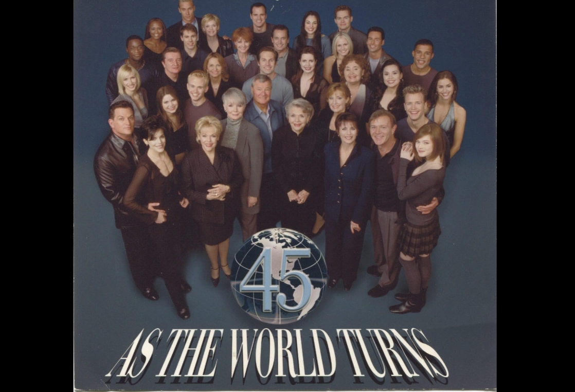 Hunt Block, Larry Bryggman, Martha Byrne, Terri Conn, Cassandra Creech, Trent Dawson, Scott DeFreitas, Ellen Dolan, Tom Eplin, Eileen Fulton, Don Hastings, Kathryn Hays, Jon Hensley, Scott Holmes, Elizabeth Hubbard, Lesli Kay, Craig Lawlor, Peyton List, Marie Masters, Kelley Menighan, Kim Onasch, Annie Parisse, Michael Park, Peter Parros, Todd Rotondi, Lea Salonga, Kristina Romero, Paul Taylor, Helen Wagner, Maura West, Kathleen Widdoes, and Colleen Zenk in As the World Turns (1956)