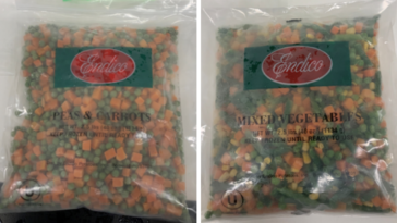 Endico brand Peas & Carrots (left) and Mixed Vegetables (right) - the specific products included in the listeria recall | ©Image Credit: FDA