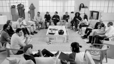 Clockwise from the top - Director Josh Greenbaum, Bill Pullman, Keke Palmer, Daphne Zuniga, George Wyner Jeb Brody (Producer), Taylor Stuewe (Associate Producer) Austin Lee (Associate Producer), Benji Samit (Writer), Dan Hernandez (Writer), Adam Merims (Line Producer/EP), Anthony Carrigan Lewis Pullman, Josh Gad, Rick Moranis. ©Image Credit: Amazon