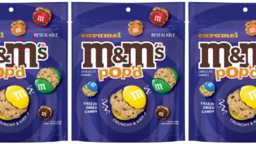 Introducing M&M’s POP’d Caramel — the brand’s first-ever freeze-dried candy, light, crispy, and irresistibly poppable. | ©Image Credit: Mars, Incorporated