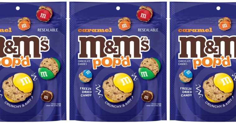 Introducing M&M’s POP’d Caramel — the brand’s first-ever freeze-dried candy, light, crispy, and irresistibly poppable. | ©Image Credit: Mars, Incorporated