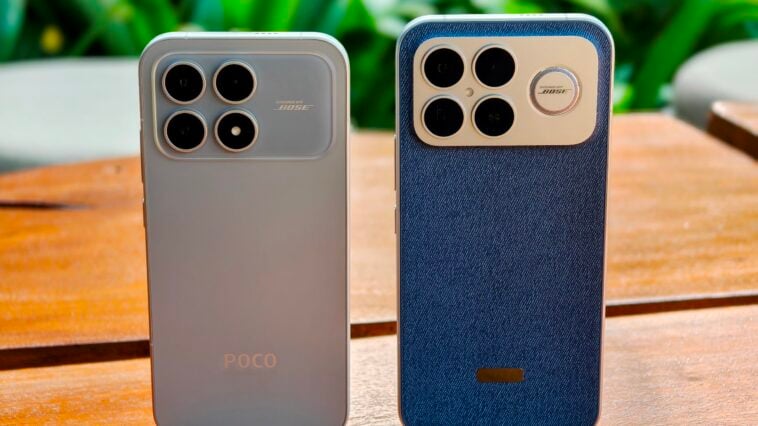 The POCO F8 Series (F8 Pro pictured left and F8 Ultra pictured right) ©Image Credit: GEEKSPIN