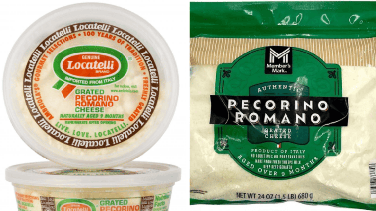 The recalled Locatelli and Member's Mark pecorino romano cheese products sold at Walmart, Sam's Club, and other major retailers nationwide | ©Image Credit: FDA