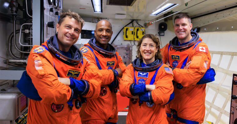 We’re going back to the moon for the first time since 1972 1 Artemis 2 NASA astronauts (left to right) Reid Wiseman, Victor Glover, and Christina Koch, and CSA (Canadian Space Agency) astronaut Jeremy Hansen | ©Image Credit: NASA/Frank Michaux