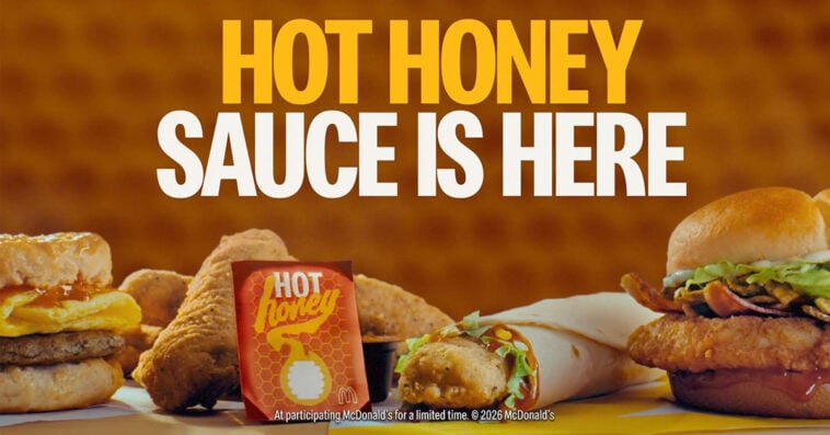 McDonald's introduces Hot Honey Sauce and 4 new menu items 1 Hot Honey Sauce is here! Dunk fries, McNuggets, or McCrispy Strips in McDonald’s sweet-spicy goodness. | ©Image Credit: McDonald's