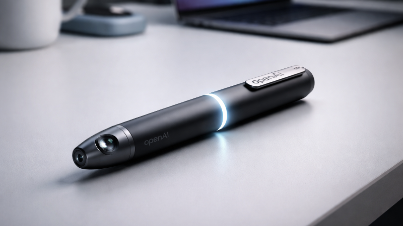 OpenAI is reportedly building a screenless pen-like AI device | ©Image Credit: AI-generated concept image via ChatGPT