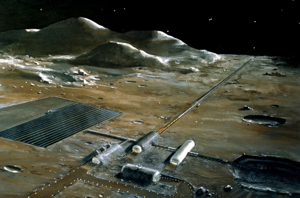 Artist's conception of a mass driver on the Moon | ©Image Credit: Wikimedia Commons / Public Domain