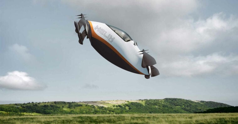 The Helix flying car lifts off without a runway, offering personal flight for $190K and no pilot license required. | ©Image Credit: Pivotal