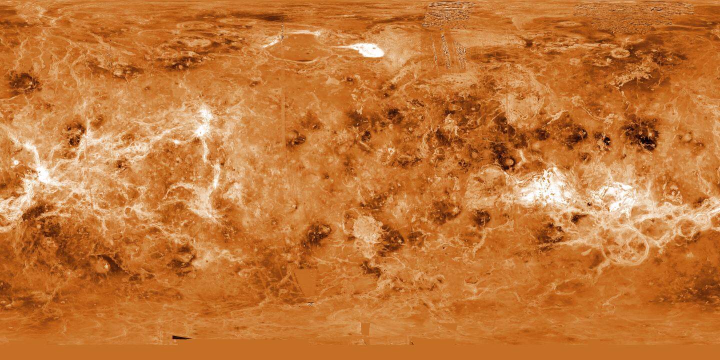 Global topographic map of Venus from NASA Magellan radar data, showing the planet's volcanic surface | ©Image Credit: NASA / JPL / Caltech