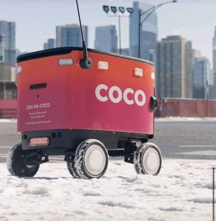 Two delivery robots crashed through Chicago bus shelters | ©Image Credit: Coco Delivery