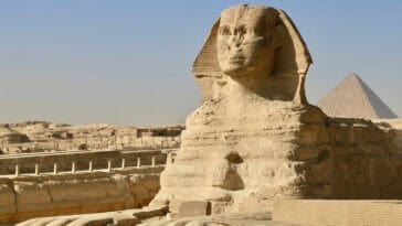 Satellite imagery highlights a mysterious mound that could hide a second Sphinx beneath the sands of Giza. | ©Image Credit: Hongbin / Unsplash