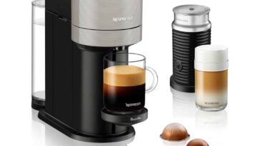 Brew coffee and espresso at home with one-touch control and a built-in milk frother ©Image Credit: Nespresso