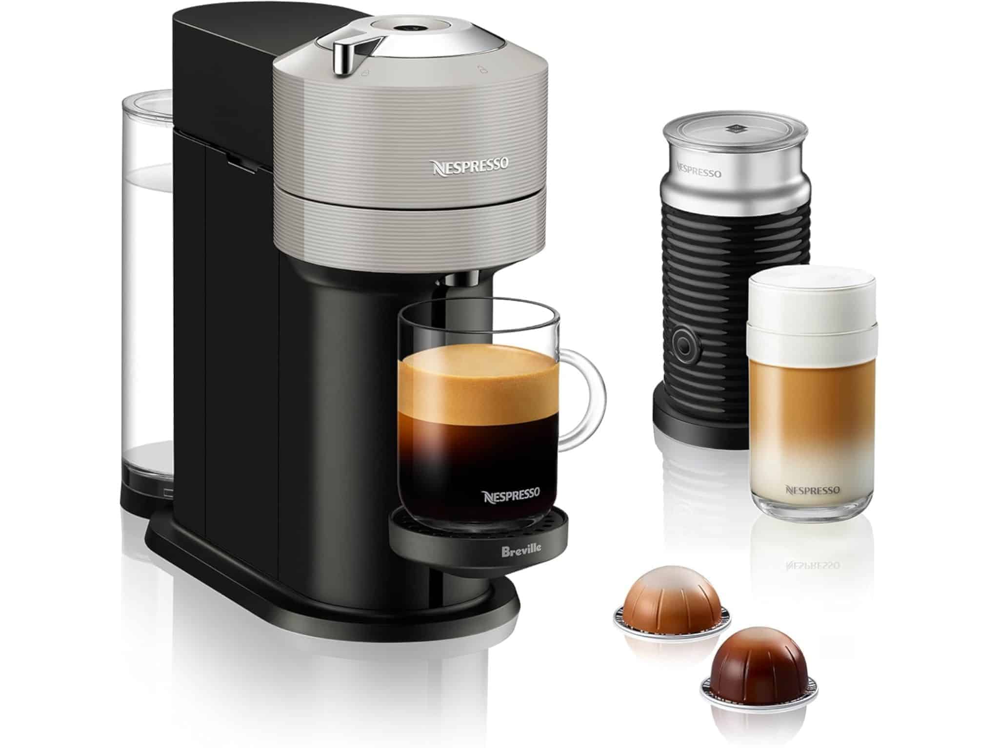 Brew coffee and espresso at home with one-touch control and a built-in milk frother ©Image Credit: Nespresso