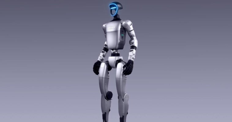 Police escort a humanoid robot in Macau after it startled a 70-year-old woman in a viral street encounter. | ©Image Credit: Unitree