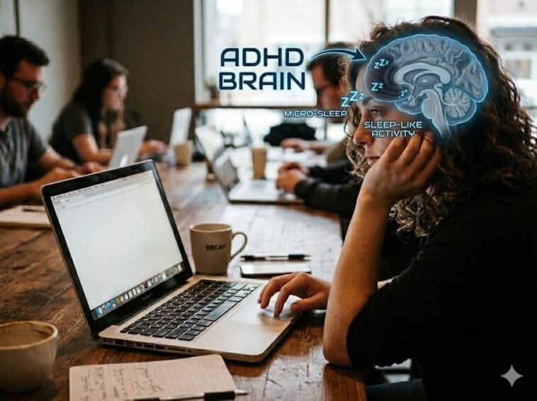 Study finds ADHD brains enter sleep-like states during the day 1 New research suggests ADHD brains can briefly slip into sleep-like states during the day, disrupting focus even while fully awake | ©Image Credit: Gemini AI