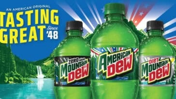 The iconic soda gets a summer makeover —American Dew brings new packaging and a nostalgic American celebration vibe. | ©Image Credit: Mountain Dew