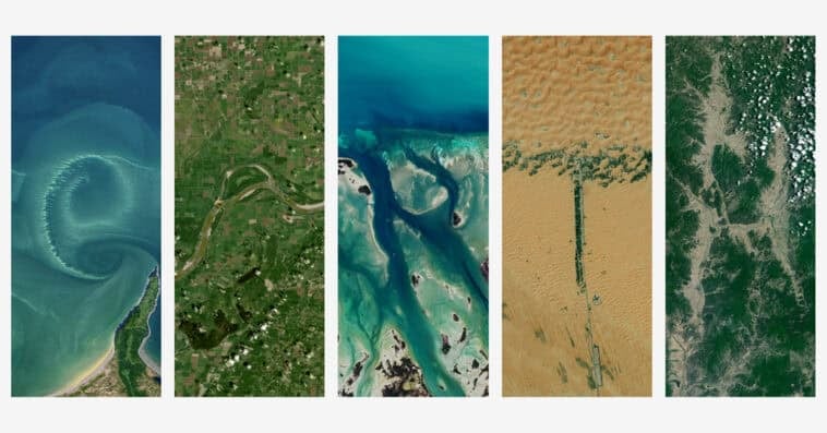 Mountains, coastlines, and rivers form letters in NASA’s interactive Earth name tool. | ©Image Credit: NASA