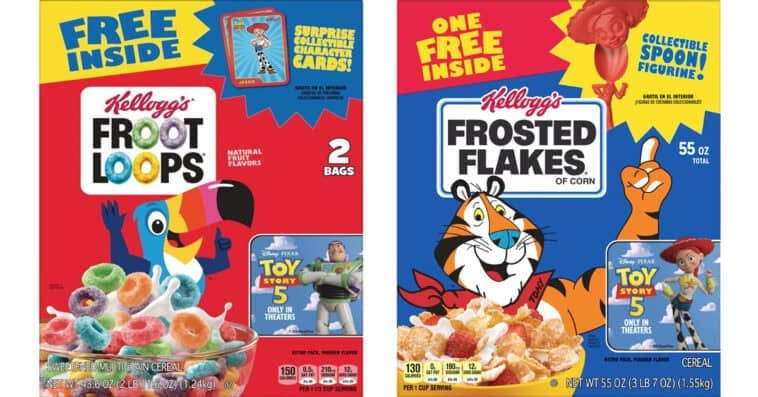 A nostalgic throwback returns as Kellogg’s revives cereal box toys with Toy Story 5-themed collectibles inside. | ©Image Credit: Kellogg's