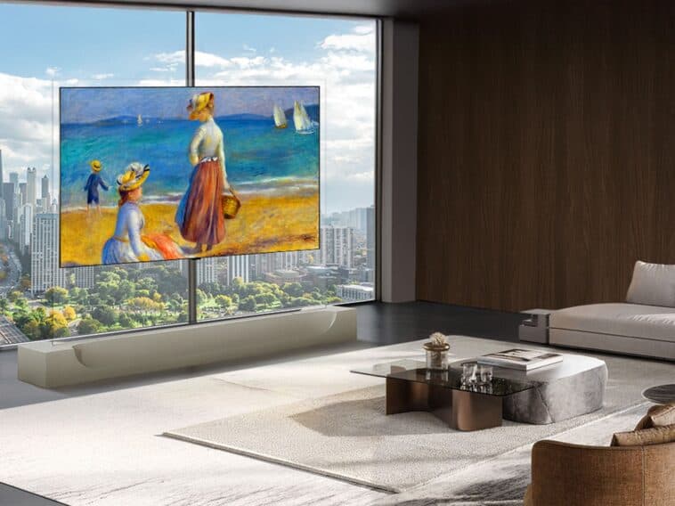 LG evo OLED W6 TV against glass ©Image Credit: LG