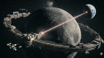 Japan’s proposed “Lunar Ring” would wrap solar panels around the Moon’s equator and transmit energy to earth ©Image Credit: Gemini AI