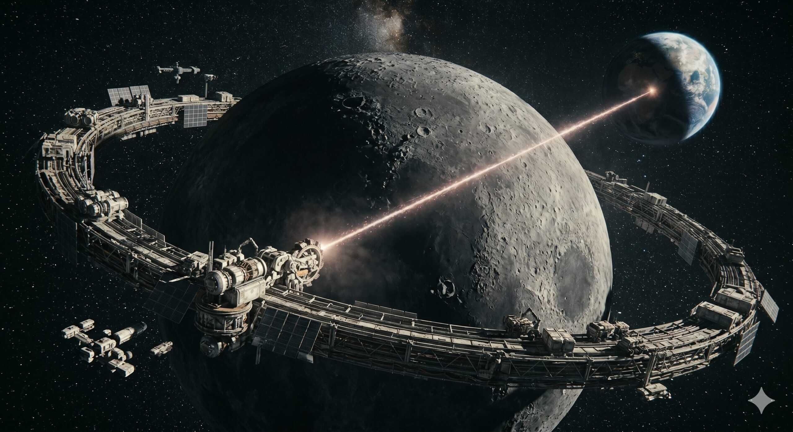 Japan’s proposed “Lunar Ring” would wrap solar panels around the Moon’s equator and transmit energy to earth ©Image Credit: Gemini AI