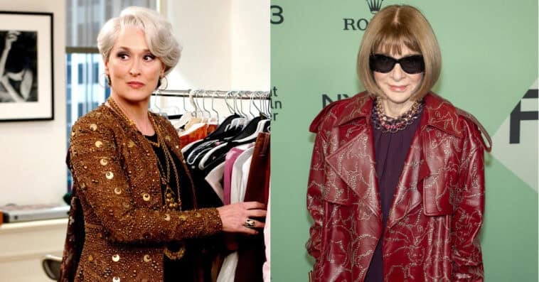 A genealogy discovery ties Hollywood royalty Streep to fashion icon Wintour, revealing a hidden family secret. |©Image Credit: 20th Century Fox, Bryan Berlin / Wikimedia Commons