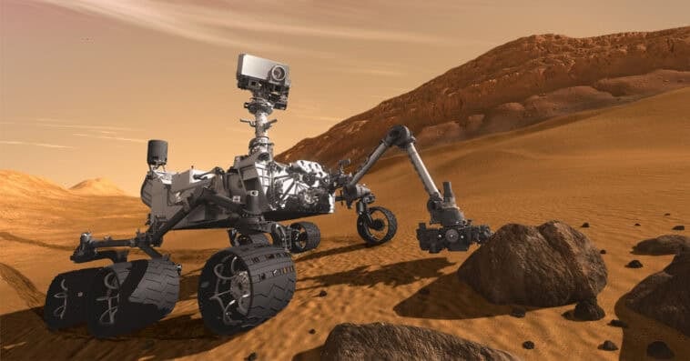 NASA's Curiosity rover explores Mars, uncovering organic molecules hidden in ancient rock formations. | ©Image Credit: NASA