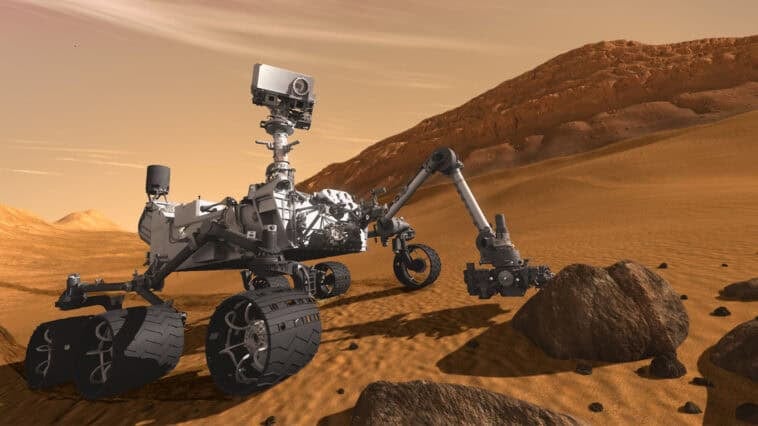 NASA's Curiosity rover explores Mars, uncovering organic molecules hidden in ancient rock formations. | ©Image Credit: NASA