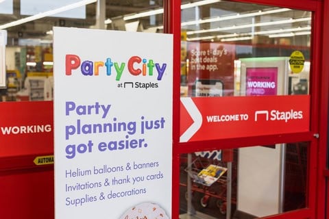 Party City is coming back to physical retail inside 700 Staples stores starting this spring | ©Image Credit: Staples, Party City
