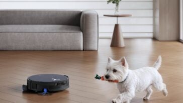 The DEEBOT X12 OmniCyclone uses infrared detection to identify and pre-treat dried stains before mopping. ©Image Credit: ECOVACS