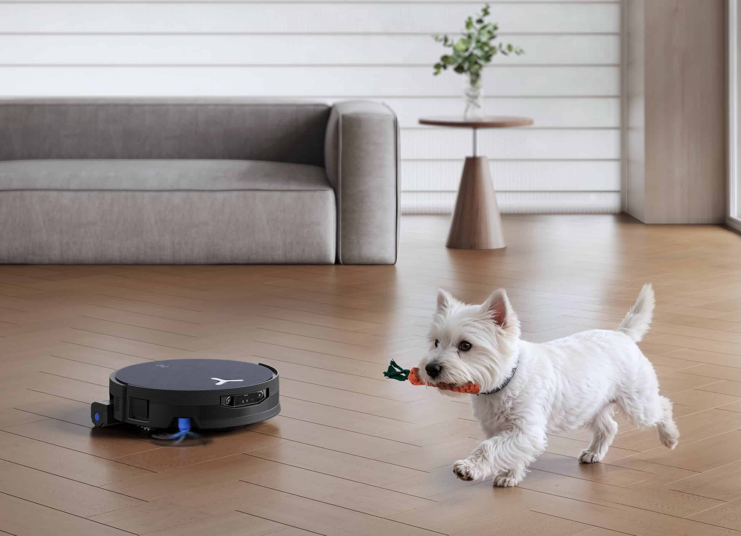 The DEEBOT X12 OmniCyclone uses infrared detection to identify and pre-treat dried stains before mopping. ©Image Credit: ECOVACS