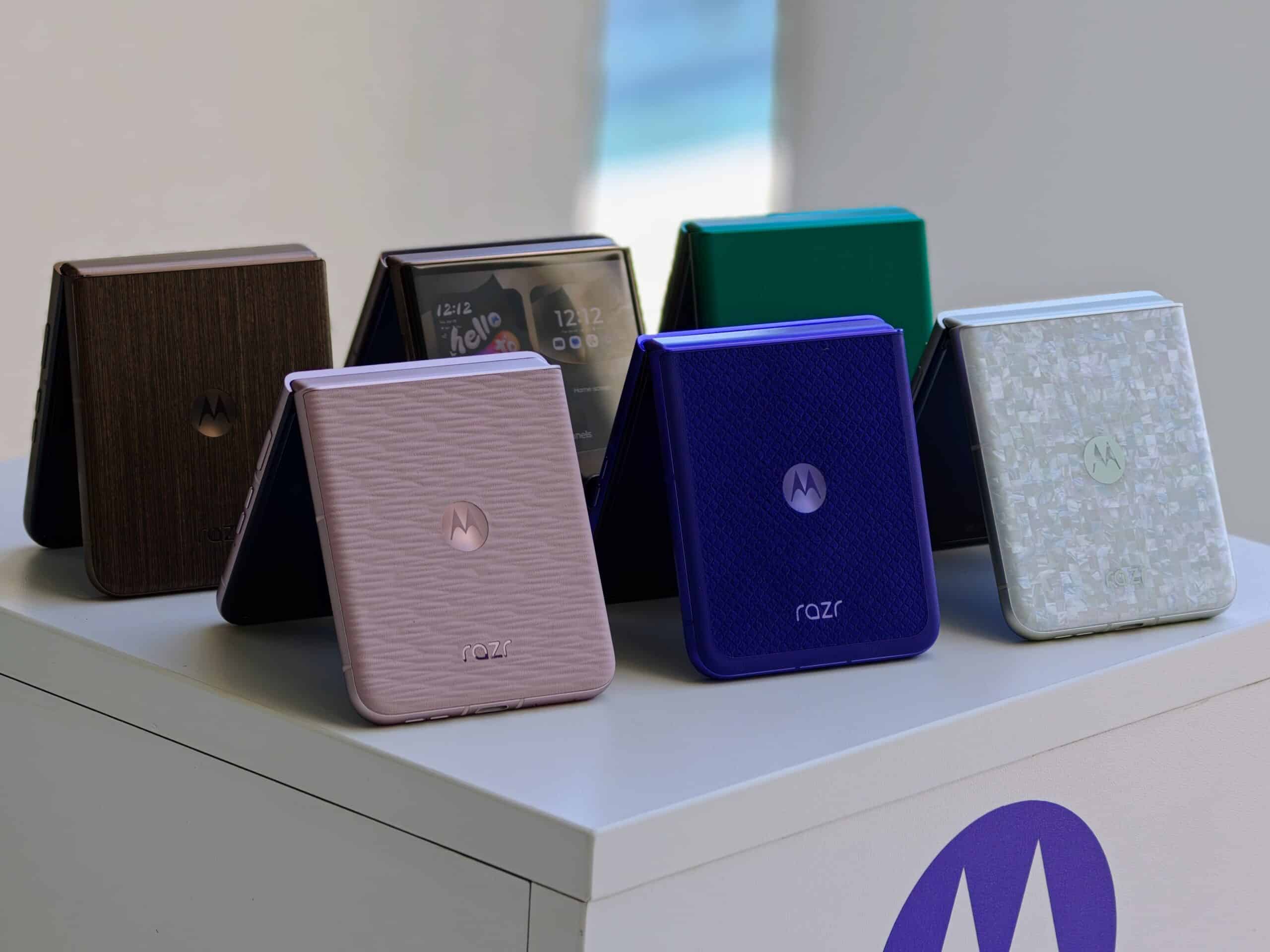The 2026 Motorola Razr family redefines phone finishes with a stylish array of new textures and vibrant colors. ©Image Credit: GEEKSPIN