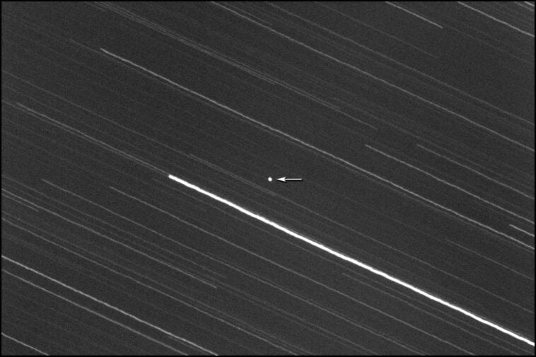 Asteroid 2026 JH2 (arrow) imaged on May 17, 2026, by the Virtual Telescope Project | ©Image Credit: Gianluca Masi / The Virtual Telescope Project