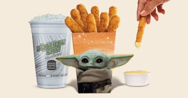 A look at Burger King's new Grogu Deal: Garlic Chicken Fries and a vibrant Blue Cookie Shake for just $5.04. | ©Image Credit: Burger King