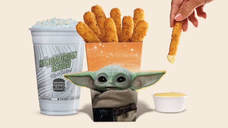 A look at Burger King's new Grogu Deal: Garlic Chicken Fries and a vibrant Blue Cookie Shake for just $5.04. | ©Image Credit: Burger King