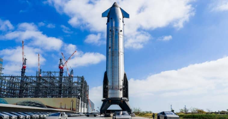 The massive Starship V3 is finally set for liftoff next Tuesday, marking its first test flight from a brand-new Starbase pad. | ©Image Credit: SpaceX / X