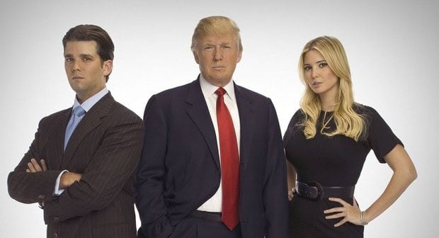 Donald Trump, Ivanka Trump, and Donald Trump Jr. in The Apprentice (2004) | ©Image Credit: NBC / Everett Collection