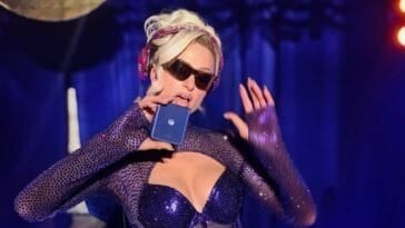 Paris Hilton DJs while promoting the 2026 Motorola Razr Ultra in Orient Blue at the 2026 Razr series launch event. | Image Credit: GEEKSPIN