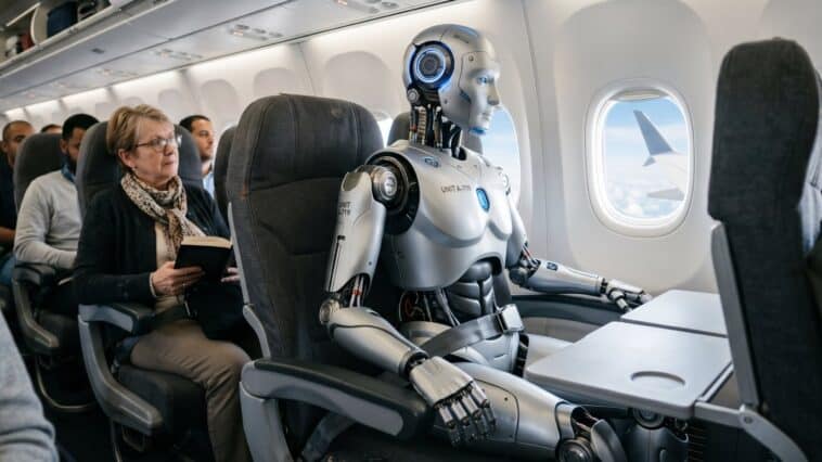 Southwest Airlines has officially updated its travel policy to ban both human-like and animal-like robots from ever flying again. | ©Image Credit: Google Gemini / GEEKSPIN