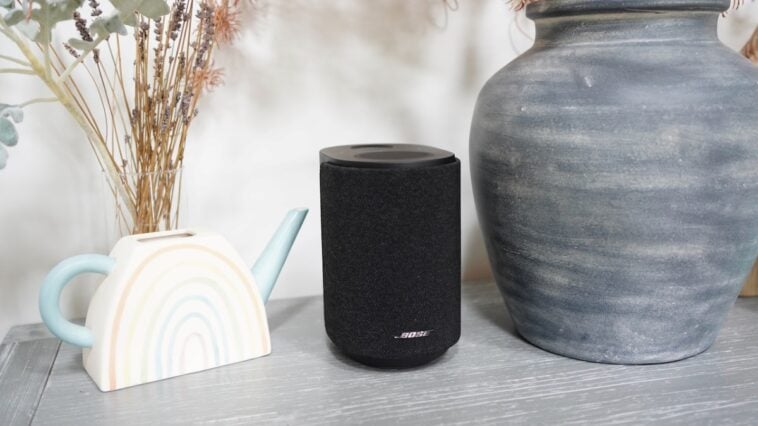 The Bose Lifestyle Ultra Speaker looks portable, but it is not: it is tethered to the wall, and the upside is that it sounds more powerful, fuller, and more substantial than a typical battery-powered speaker this size | ©Image Credit: GEEKSPIN