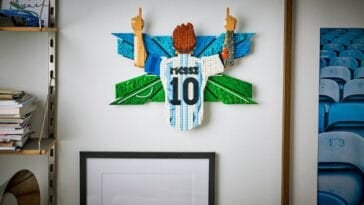 LEGO Lionel Messi – Celebration Set on Wall ©Image Credit: LEGO