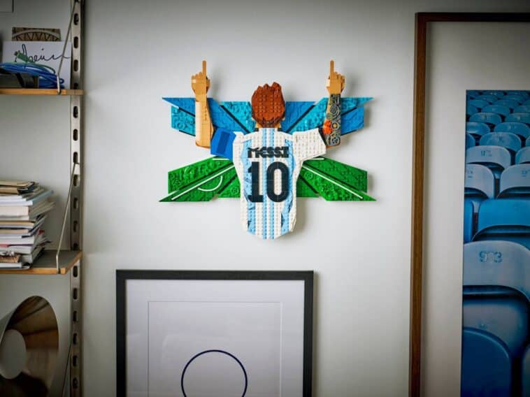 LEGO Lionel Messi – Celebration Set on Wall ©Image Credit: LEGO