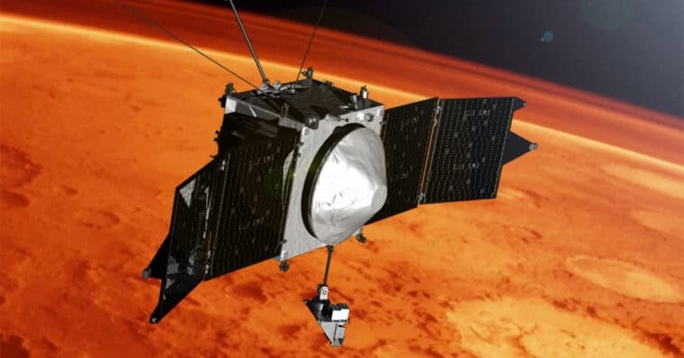 MAVEN lost contact with Earth after passing behind Mars, ending a groundbreaking planetary science mission. | ©Image Credit: NASA