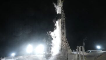 SpaceX Falcon 9 moments before lift off with NROL-179, carrying NRO satellites from SLC-4E at Vandenberg Space Force Base, California, on June 19, 2026 | ©Image Credit: SpaceX