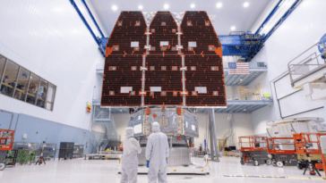 The fully assembled Nancy Grace Roman Space Telescope in its cleanroom at NASA Goddard, ahead of its August 2026 launch | ©Image Credit: NASA/Jolearra Tshiteya