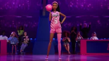 WNBA star Angel Reese reimagined as an official Barbie Signature doll wearing her pink Reebok kicks. | ©Image Credit: Mattel