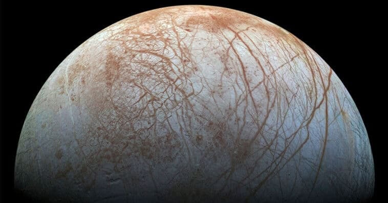 Jupiter’s moon Europa has more liquid water than Earth 1 Jupiter’s moon Europa may contain a deep ocean beneath its frozen surface, making it a prime target in the search for alien life. | ©Image Credit: NASA