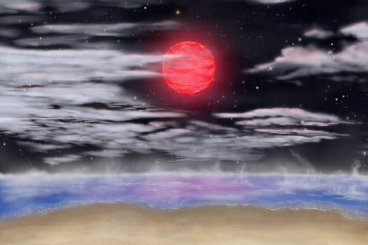 Artist’s conception of the view from the surface of the habitable-zone super-Earth exoplanet GJ 3378b | ©Image Credit: Nikolai Berman / UC Irvine