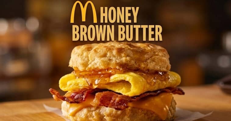 McDonald’s is dropping new buttery breakfast sandwiches 1 The star of the show: McDonald’s rich, nutty Honey Brown Butter sauce drizzled over a warm, fresh buttermilk breakfast biscuit. | ©Image Credit: McDonald's