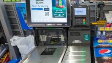 Walmart uses cameras and software to detect suspicious scanning activity at self-checkout lanes and notify workers | ©Image Credit: Walmart